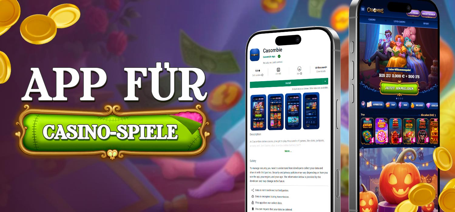 App für bequeme Wetten und Casombie-Casinospiele.