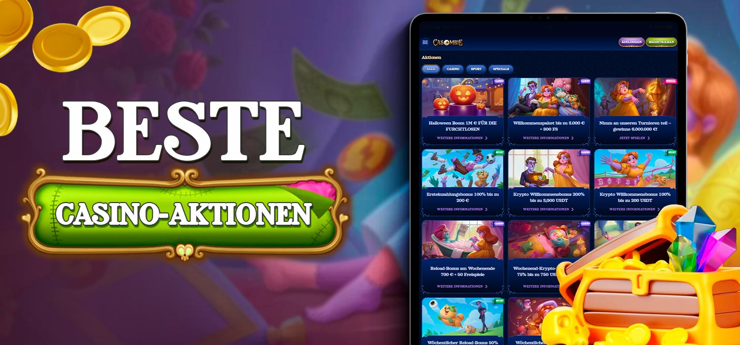 Die besten Bonusangebote auf der Website des Casombie Casinos.
