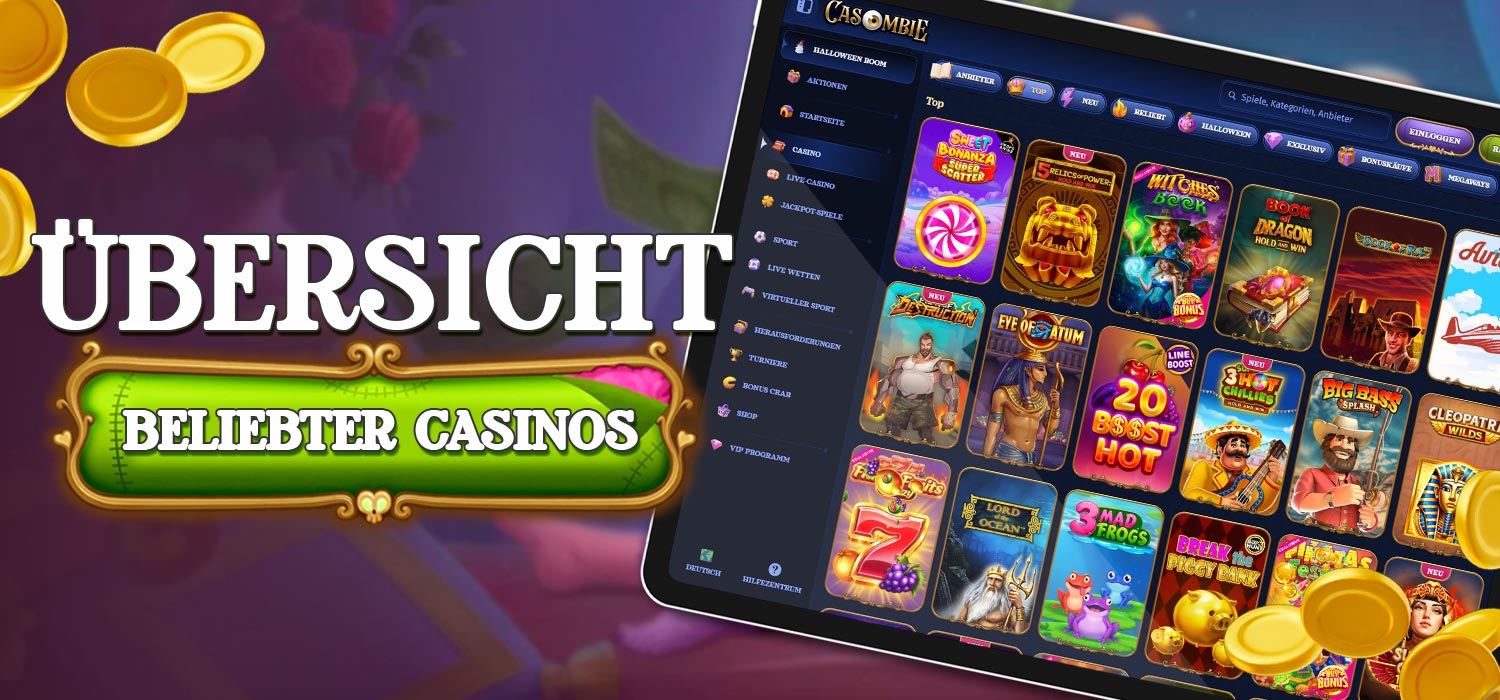 Kurzer Überblick über die beliebtesten Spiele der Casino-Website Casombie.