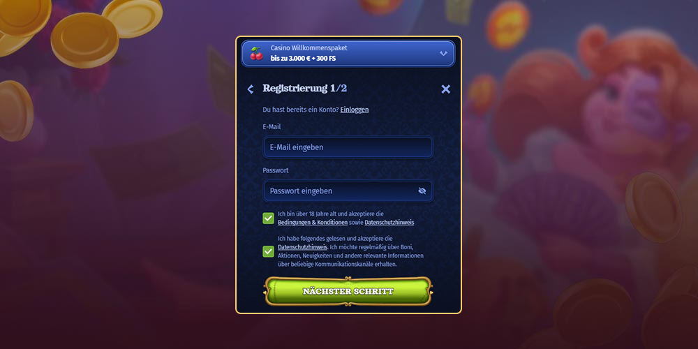 Ausfüllen der Informationen für Ihr persönliches Konto.