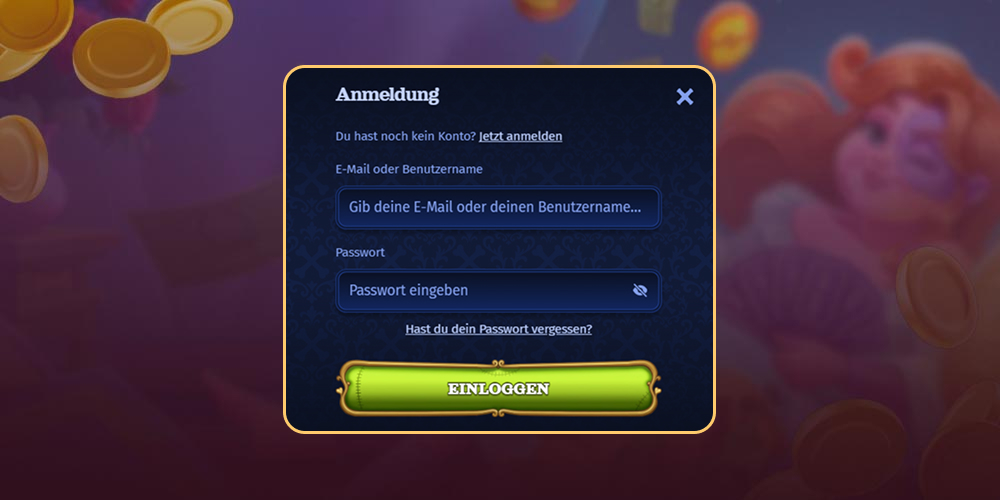 Geben Sie die erforderlichen Anmeldedaten ein.